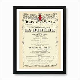 VintageTeatro Alla Scala - La Boheme Opera Poster Art Print