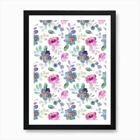 Watercolor Floral Pattern.Colorful roses. Flower day. artistic work. A gift for someone you love. Decorate the place with art. Imprint of a beautiful artist.7 Art Print