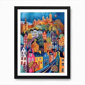 Kitsch Colourful Edinburgh Cityscape 3 Art Print