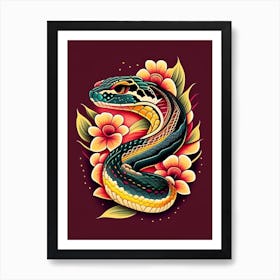 Mexican Dusky Rattlesnake Tattoo Style Art Print