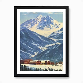 Portillo, Chile Ski Resort Vintage Landscape 2 Skiing Poster Art Print