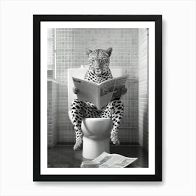 Cheetah on Toilet Funny Animal Print Art Print
