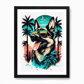 German shepherd with sunglasses Art Print