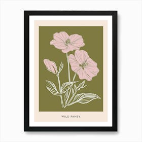 Pink & Green Wild Pansy 1 Flower Poster Art Print