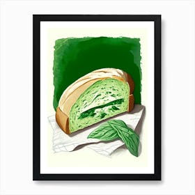 Spinach And Feta Bread Bakery Product Retro Drawing Art Print
