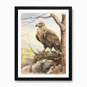 Storybook Animal Watercolour Eagle 2 Art Print