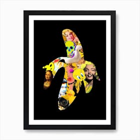 Graffiti Banana Black 1 Art Print