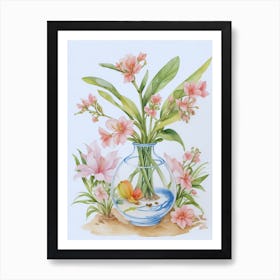 Pink Flowers In A Vase Art Print