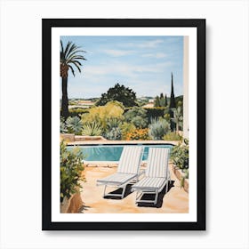 Sun Lounger By The Pool In Cyprus Art Print