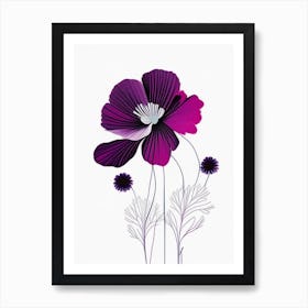 Anemone Floral Minimal Line Drawing 2 Flower Art Print