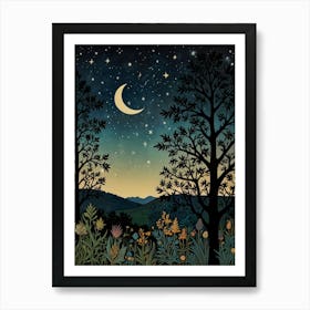 Night In The Woods Style William Morris 2 Art Print Art Print