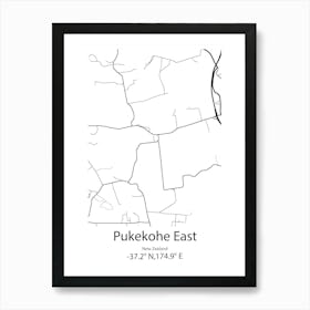 Pukekohe East,New Zealand Minimalist Map Art Print