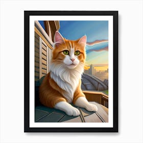 Cat Sitting at the balcony Art Print