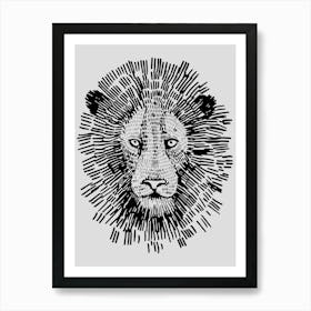 Abstract Bold Lion Face Illustration Art Print