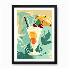 Pina Colada Cocktail Illustration 2 Art Print