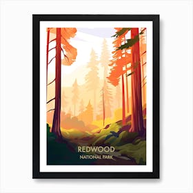 Redwood National Park Travel Poster Illustration Style Art Print