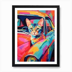 Chevrolet Bel Air Vintage Car With A Cat, Matisse Style Painting 2 Art Print