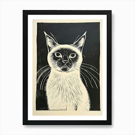 Birman Cat Linocut Blockprint 6 Art Print