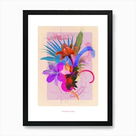 Fountain Grass 2 Neon Flower Collage Poster Art Print