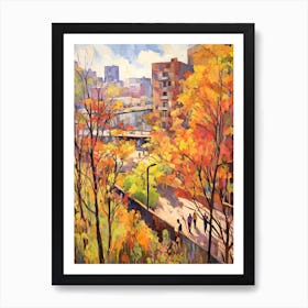 Autumn City Park Painting High Line Park New York City Art Print