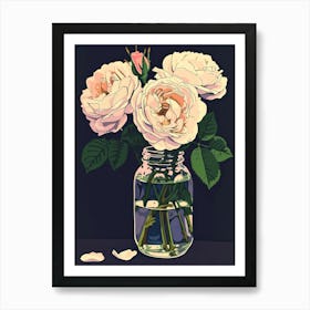 English Roses Painting Rose In A Mason Jar 2 Art Print