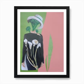 Living Room Wall Art,  Glamorous in Green and Pink Art Print