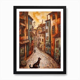 Painting Of Rome With A Cat In The Style Of Renaissance, Da Vinci 1 Art Print