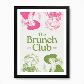 The Brunch Club Beige, Green & Pink Art Print