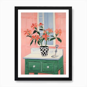 Bathroom Vanity Painting With A Hibiscus Bouquet 1 Art Print