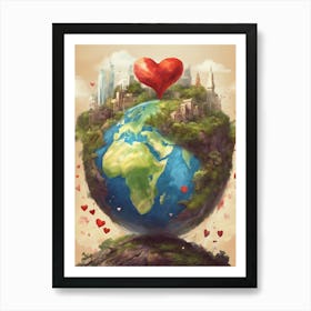 Earth With Heart Art Print