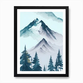 Mountain And Forest In Minimalist Watercolor Vertical Composition 293 Art Print
