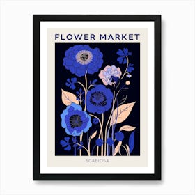 Blue Flower Market Poster Scabiosa 4 Art Print