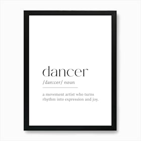 Dancer Definition Poster - Dictionary Poster