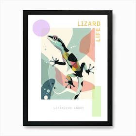 Lizard Modern Gecko Illustration 3 Poster Art Print