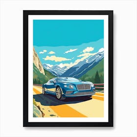 A Bentley Continental Gt In The Route Des Grandes Alpes Illustration 1 Art Print