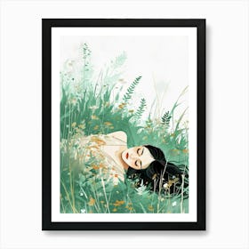 Girl Laying In The Grass 1 Art Print