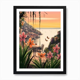 Positano, Flower Collage 6 Art Print