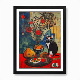 Proteas With A Cat 1 Surreal Joan Miro Style  Art Print
