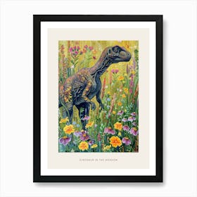 Dinosaur In The Meadow Painting 3 Poster Art Print