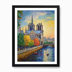 Notre Dame Paris France Paul Signac Style 2 Art Print