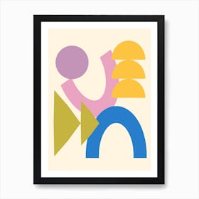 Happy Geometric Shapes in Bright Pastel Colors Art Print