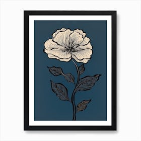 Line Art Marigold Flowers Illustration Neutral 14 Art Print