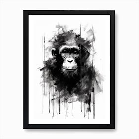 Thinker Monkey Drip Graffiti 1 Art Print