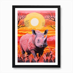 Pink Polka Dot Rhino 3 Art Print