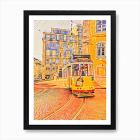 Yellow Tram Lisbon Art Print