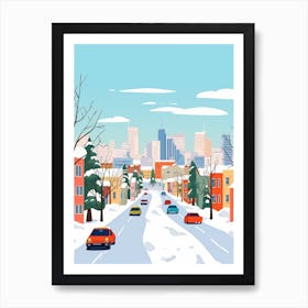 Retro Winter Illustration Chicago United States Art Print