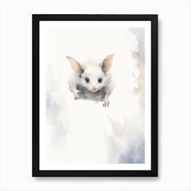 Light Watercolor Painting Of A Acrobatic Possum 2 Art Print