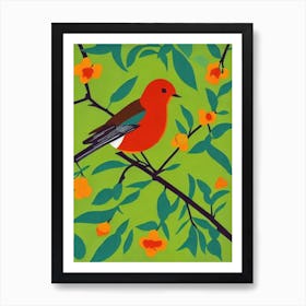 Robin Midcentury Illustration Bird Art Print