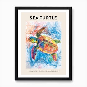 Rainbow Turtle Scribble Crayon Drawing Poster 1 Art Print