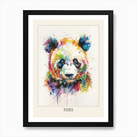 Panda Colourful Watercolour 2 Poster Art Print